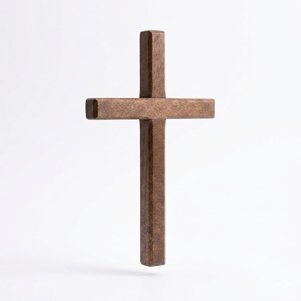 Christian Wooden Cross for Wall and Table, 7.87″ x 4.7″ Premium Small Handheld Prayer Cross with Hook, Spiritual Religious Gift for Christmas Baptism Altar Church Home Room Decor