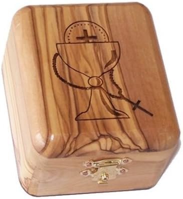 Holy Land Imports Olive Wood Box First Communion.(1.4″ H)