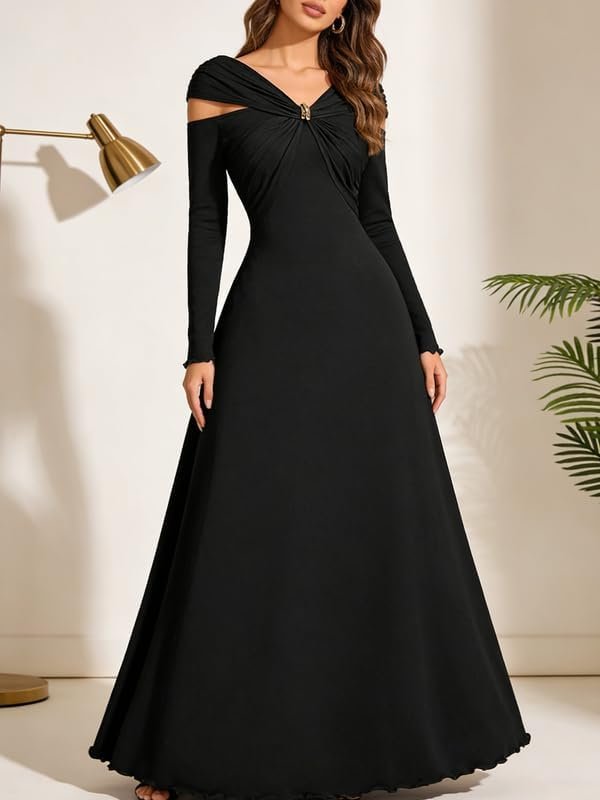 Women’s Modest Fashion Dress 2026 trendyV Neck Regular Sleeve Elegant/Celebrity Four Seasons Clothing Dress
