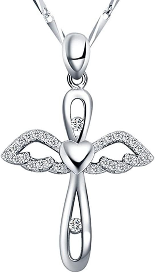 Cross Necklace for Women 925 Sterling Silver Shiny CZ Crystal Diamond Pendant Chain Heart Infinity Jewelry Women Girls