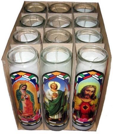 Sanctuary Series Assorted Saints Religious Candle, White, 12pk