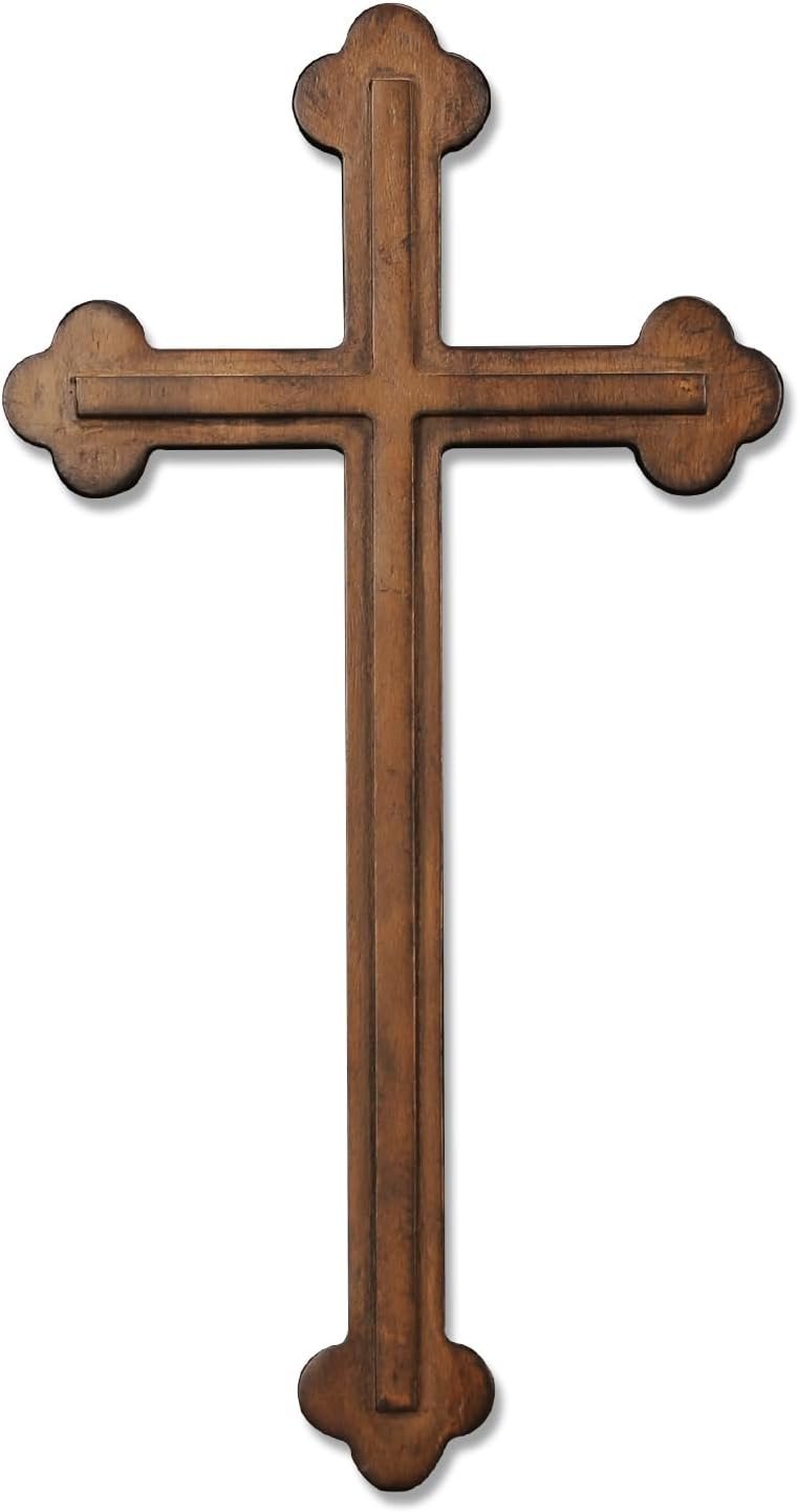QIADGE Vintage Wooden Cross Wall Hanging, Religious Décor, Rustic Wooden Jesus Cross for Home Decoration and Gifts