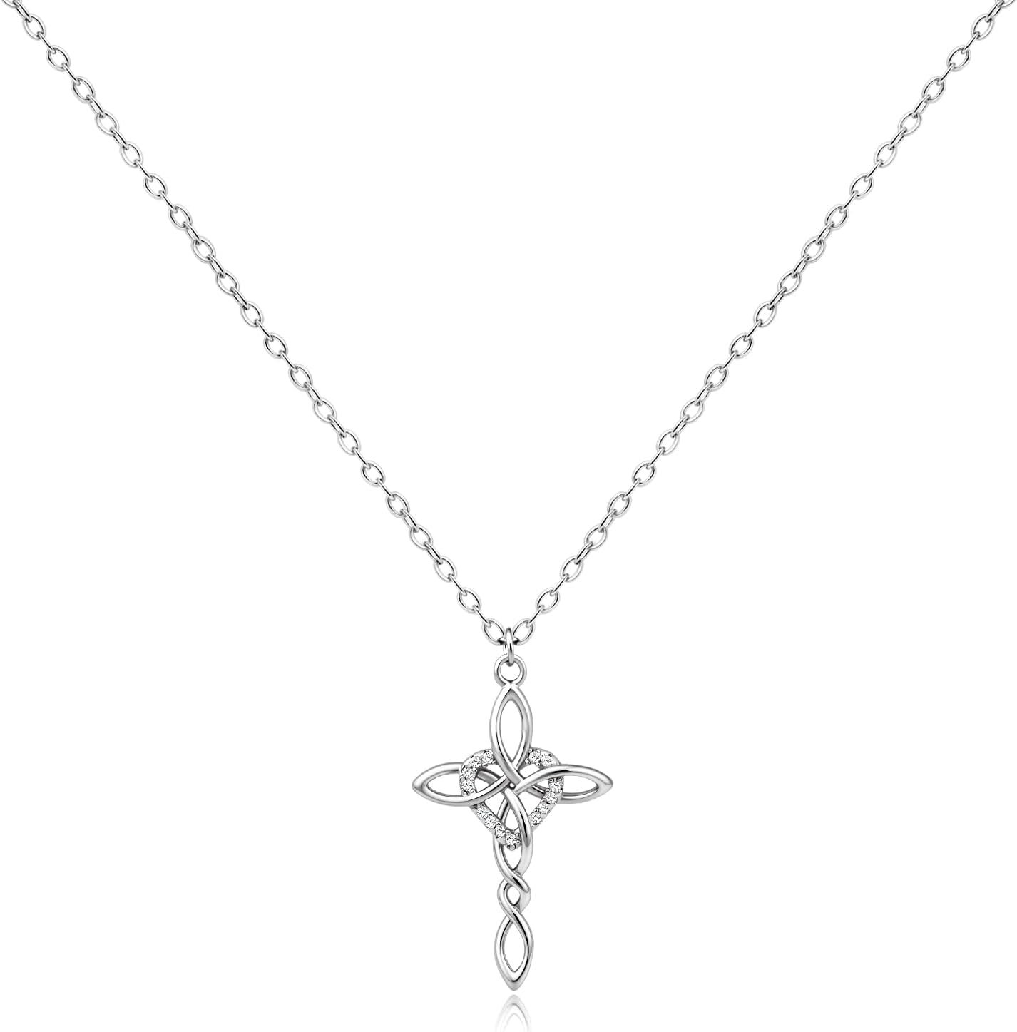 Celtic Cross Necklace for Women Sterling Silver Necklace Dainty Necklaces Jewelry for Women Christian Gifts