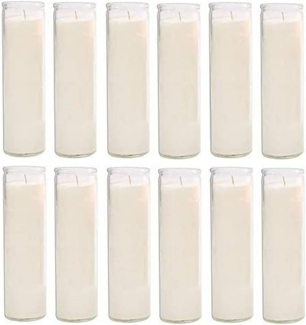 Glass Assorted Religious Candle, White, Case of 12 (1)