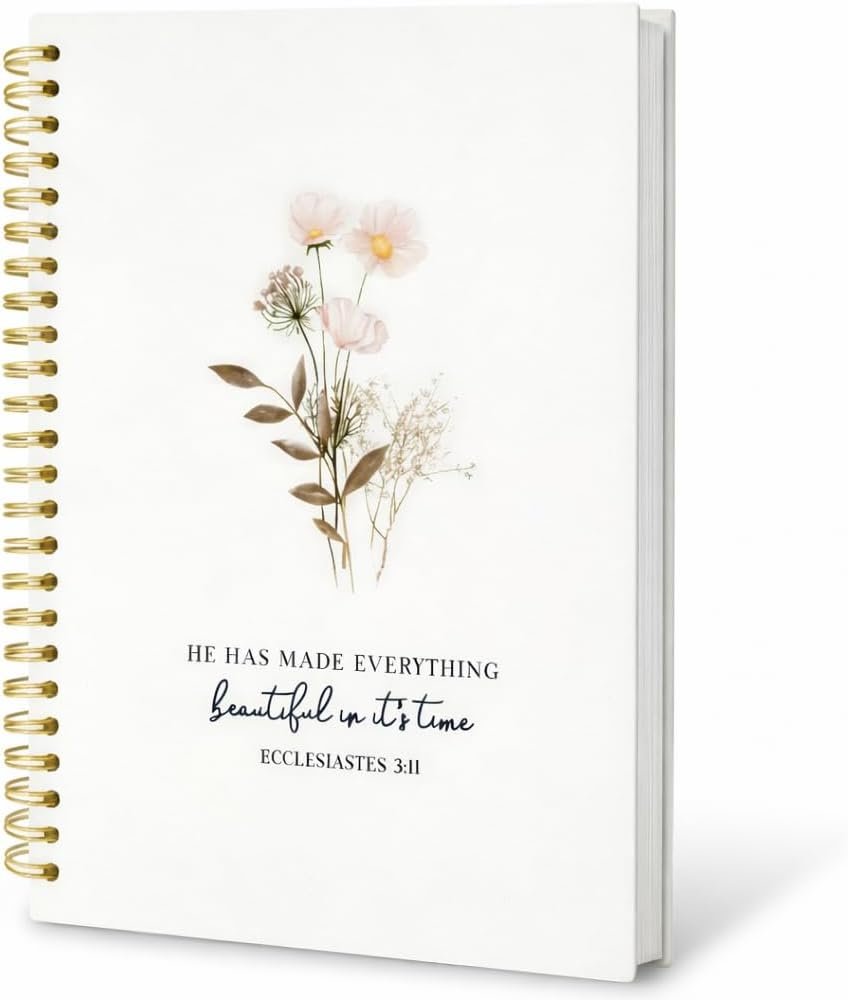 Bible Journal for Women – Prayer Journal for Woman & Bible Notebook with Lined Pages, Christian Journal for Women for Bible Notes & Study, Hardcover Spiral Journal 5.5 × 8.3