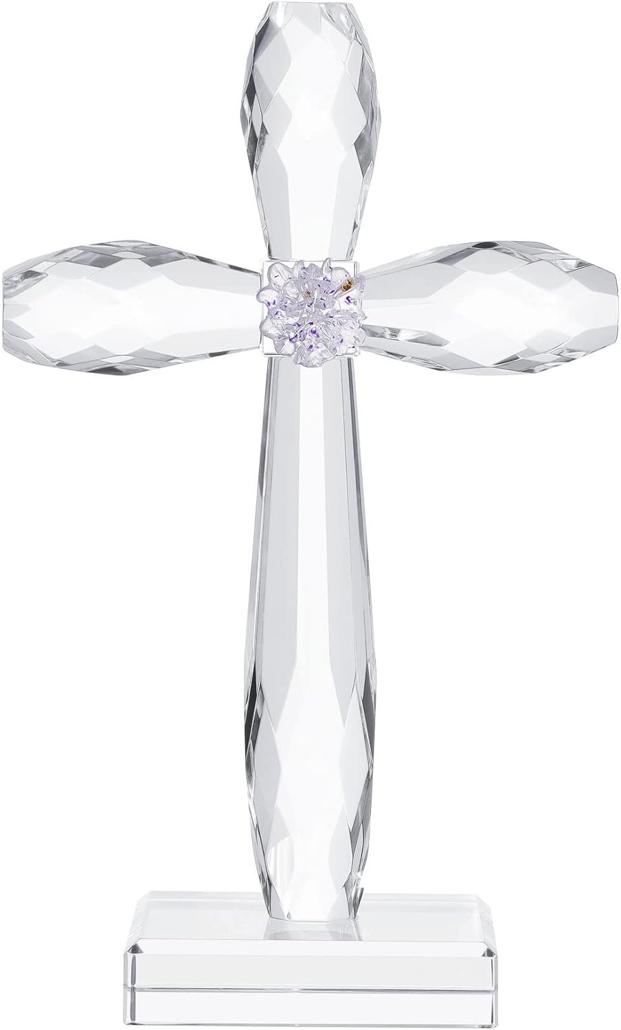 YWHL Crystal Standing Cross Decor, Religious Easter Gifts for Women Men, Handmade Glass Holy Cross Collectible Figurines for Home Decoration, Christmas Decoration for Pary
