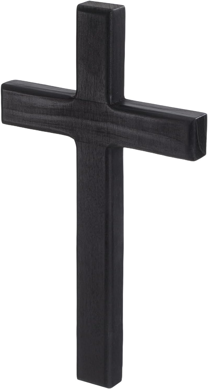 BESPORTBLE Wooden Cross for Wall: 11 Inch Hanging Large Cross, Rustic Christian & Catholic Wall Mounted Decor, Religious Wood for Home, Bedroom, Prayer Room – Party Decor (Black)