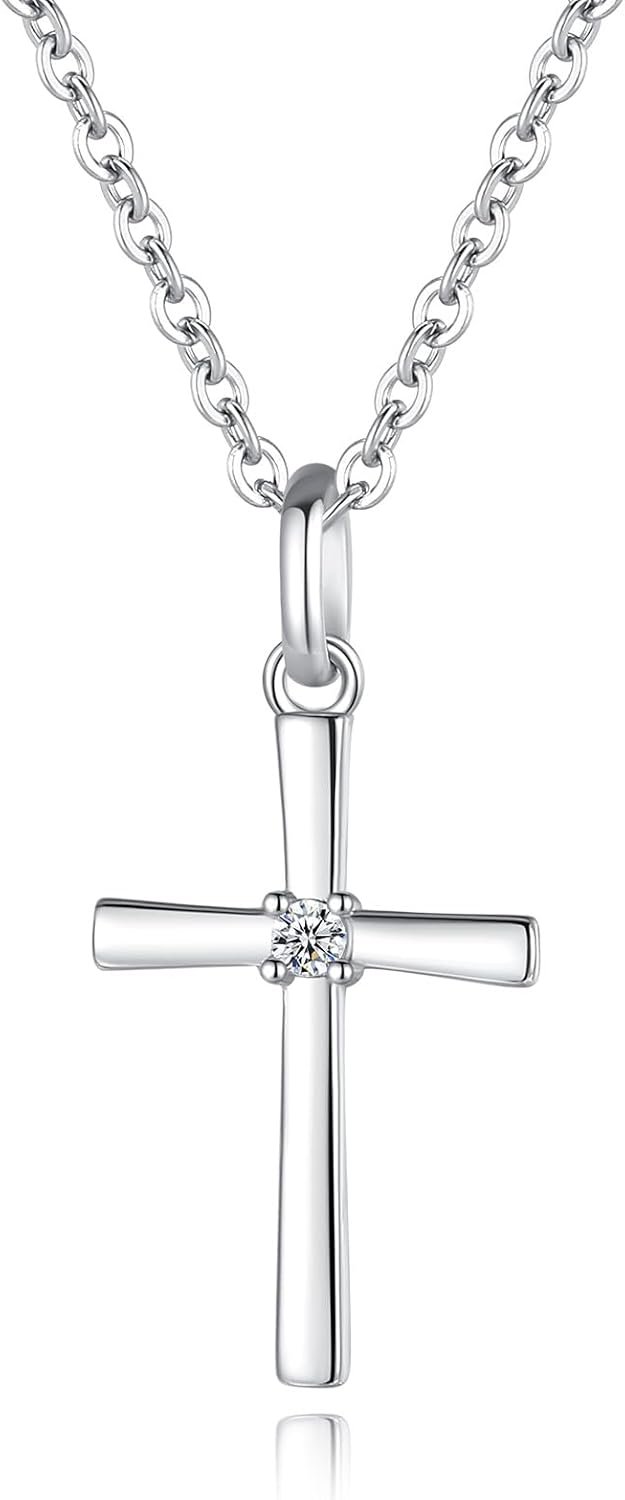 GAVU Women’s 925 Sterling Silver Cross Necklace, Small Cross Pendant Confirmation Necklace