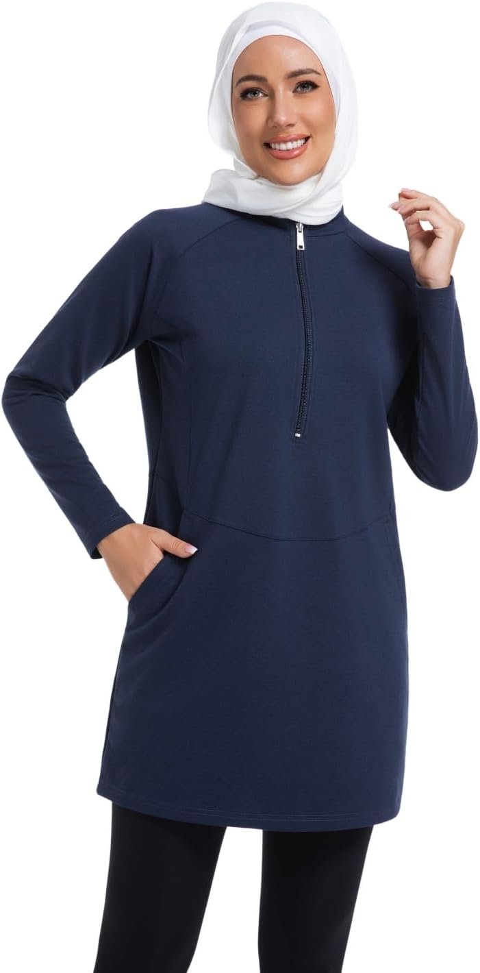 Muslim Women’s Crewneck Sweatshirt, Long Sleeve Modest Athletic Top, Fall Spring Wear