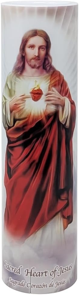 Sacred Heart of Jesus LED Flameless Devotion Prayer Candle