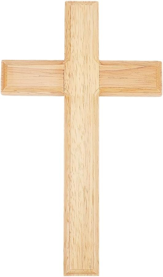 CRAFTYMELODY Wooden Wall Hanging Cross Wall-mounted Cross Wooden Wall Crucifix Hanging Decorations Handcrafted Art Ornament for Home Weddings Party Gift Decor Church Easter 251x147x15.5mm