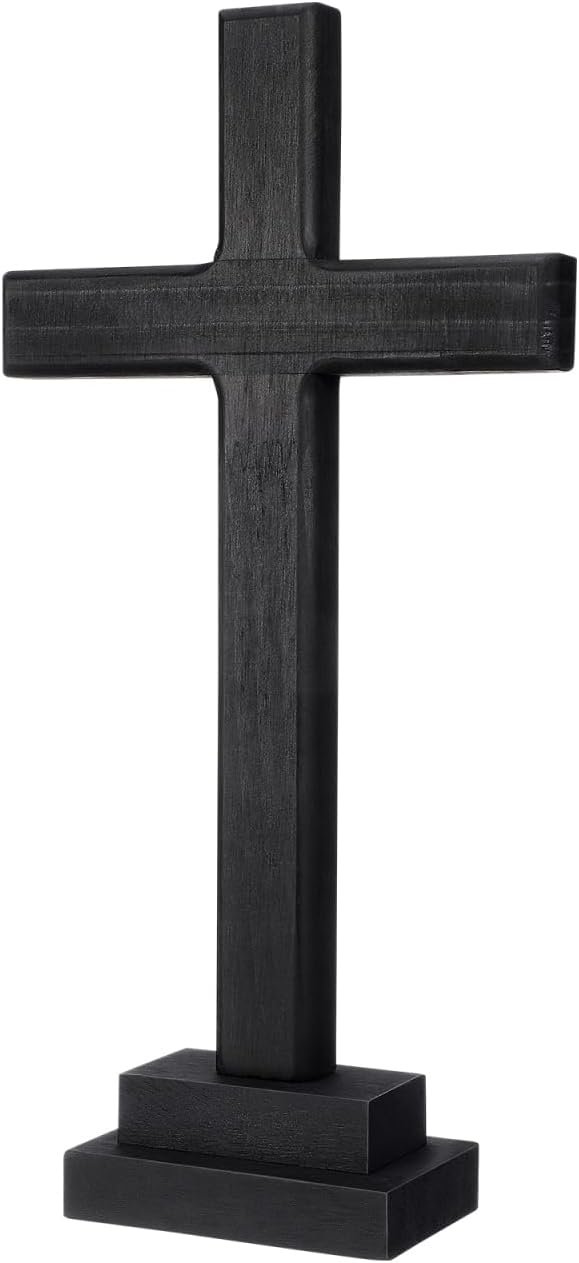 1pc Cross Desk Decoration Nativity Craft Croix Ornament Wood Crosses for Crafts Altar Wood Wooden Prayer Adornments Black Wooden s Religious Adornment Desktop