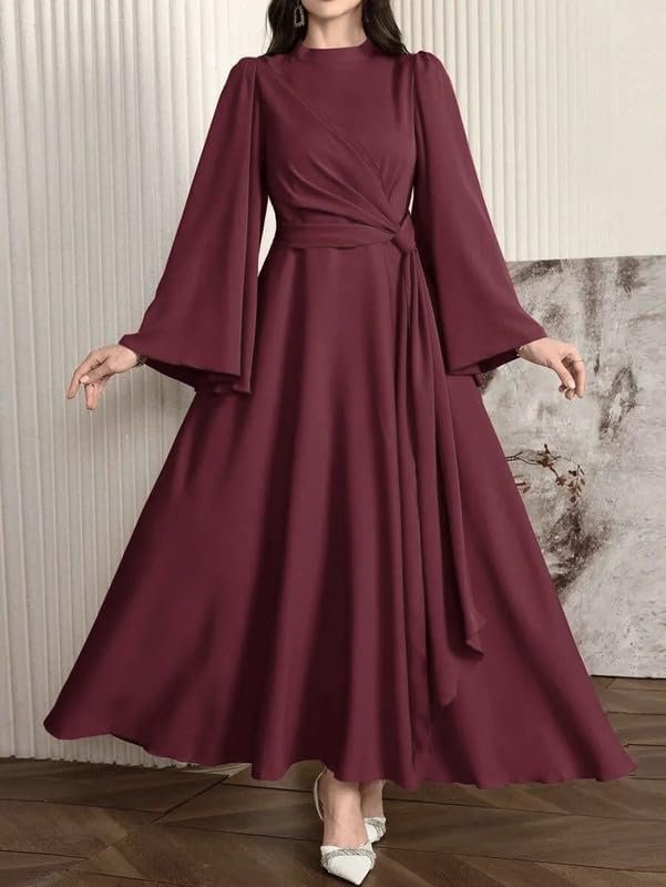Women’s Modest Fashion Dress 2026 trendyStand Collar Ruffled Sleeve Modest Four seasons Arabian Clothing