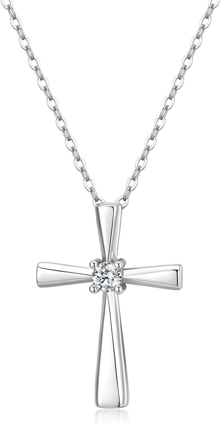 GAVU Dainty Cross Pendant Confirmation Necklace, 925 Sterling Silver Small Cross Necklace for Women