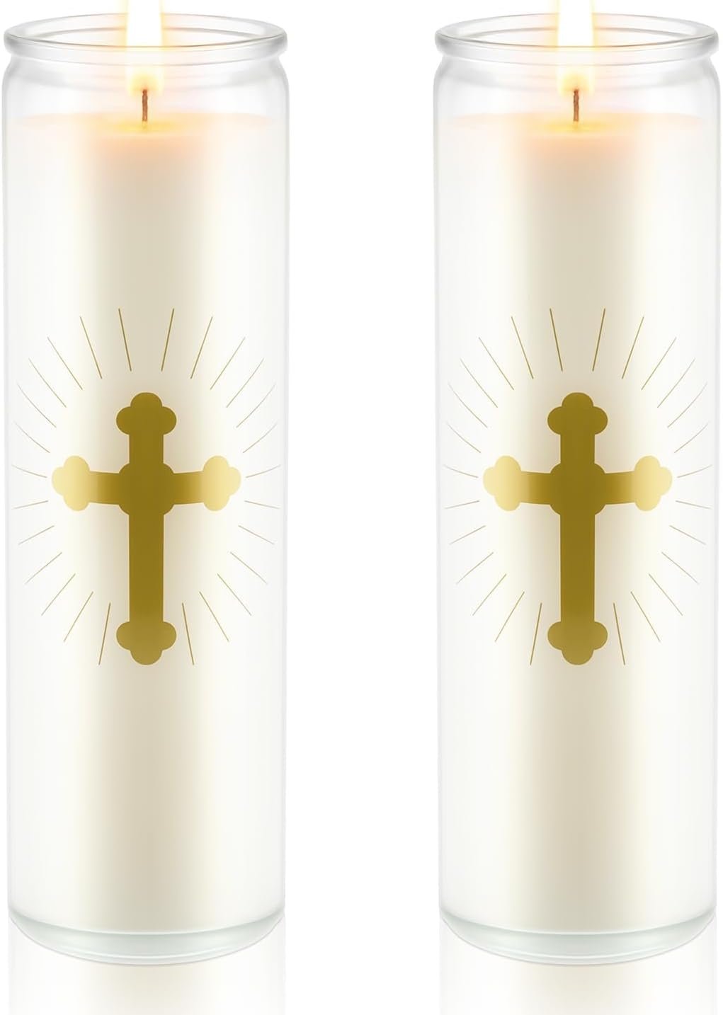 2 Pcs Natural Soy Wax Prayer Candles 7 Day Devotional Candle in Glass 100 Hours Long Burn Time Religious Catholic Christian Spiritual Decor for Memorials Vigil Church Home Altar Bless Novena