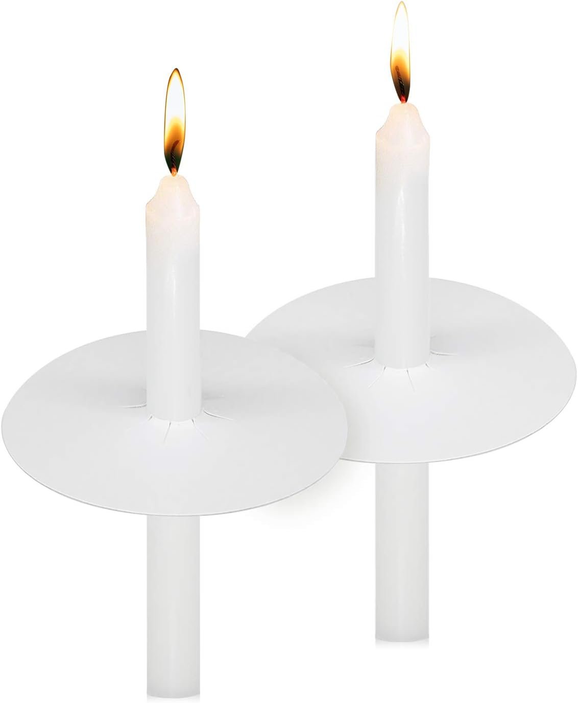 20 Pack Church Candles with Drip Protectors for Devotional Candlelight Vigil Service, Box of 20 Candles, Unscented White 5″ H X 1/2″ D