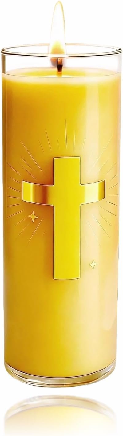 Pure Beeswax Prayer Candle – 1-Pack, 80 Hours, Unscented Pillar Candle Suitable for Churches, Memorials, Religious Vigils, Christian Gift