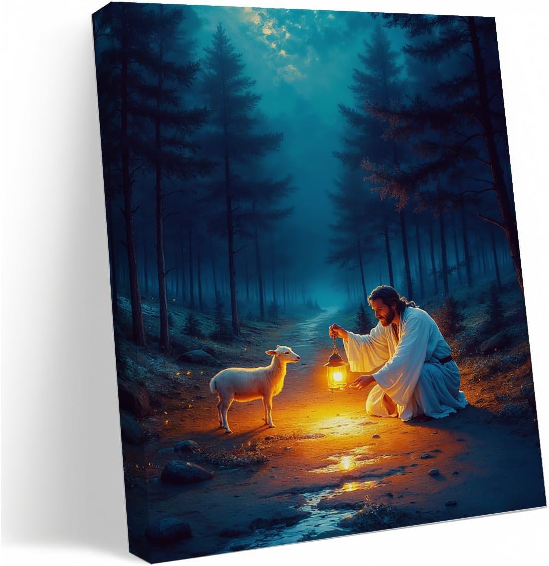Jesus and Lamb Canvas Wall Art, Religious Decor for Prayer Room Christian Wall Art for Decorations Indoor, Gift for Women Ideal for Birthdays Baptism Home Decorations