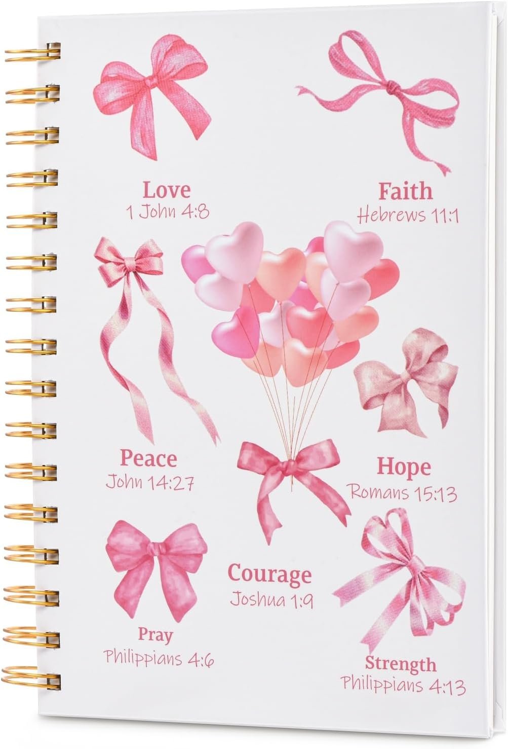Bible Journal for Women, Christian Prayer Journal Pink Notebook Gifts for Teen Girls, Bible Study Supplies, Coquette Preppy Bows Cute Church Faith Journaling Hardcover Spiral Notebook 5.7 X 8.3″(160 Pages)