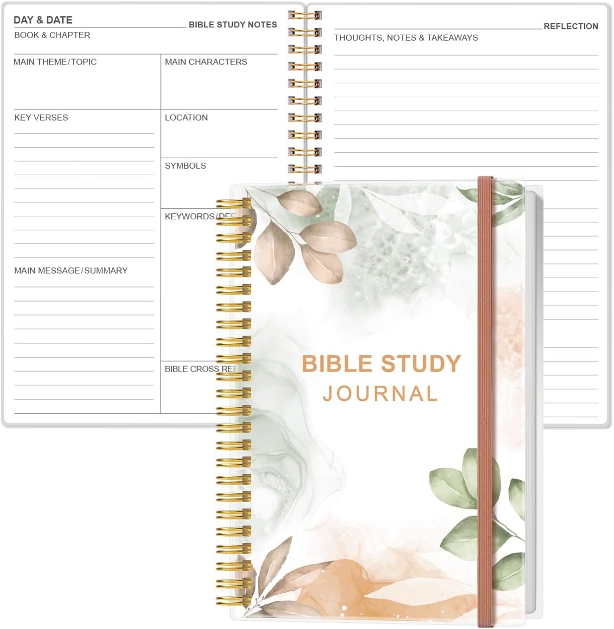 Heveboik Bible Study Journal – Church Notes Notebooks – Note Taking & Journaling Kit, 5.8″ x 8.5″, Rose Leaf