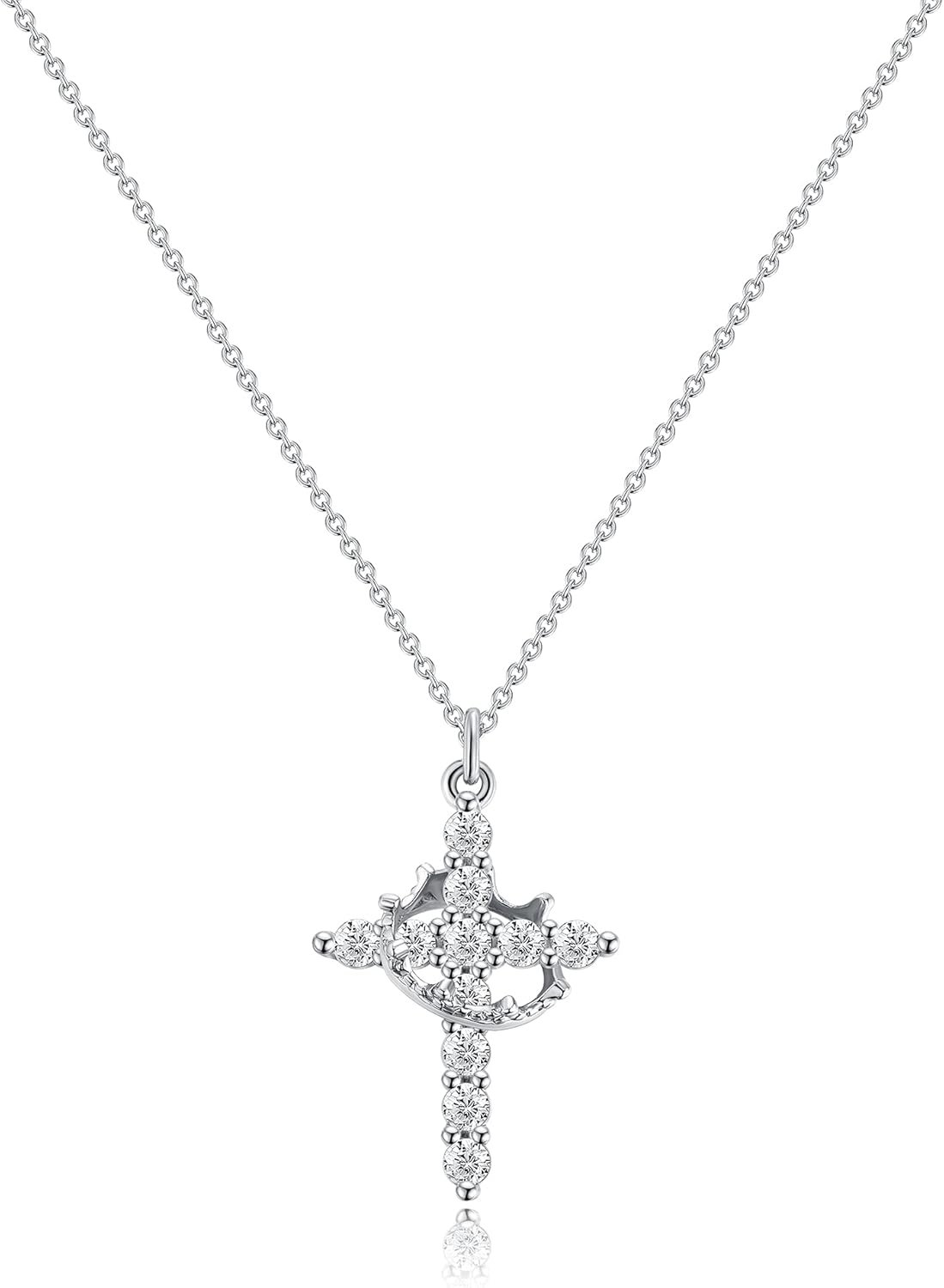 Tewiky Christian Gift Stocking Stuffers Cross Necklace for women-Dainty 14k Gold Plated/Silver Plated Pendant Necklaces Simple Cute Tiny Necklace Jewelry for Women
