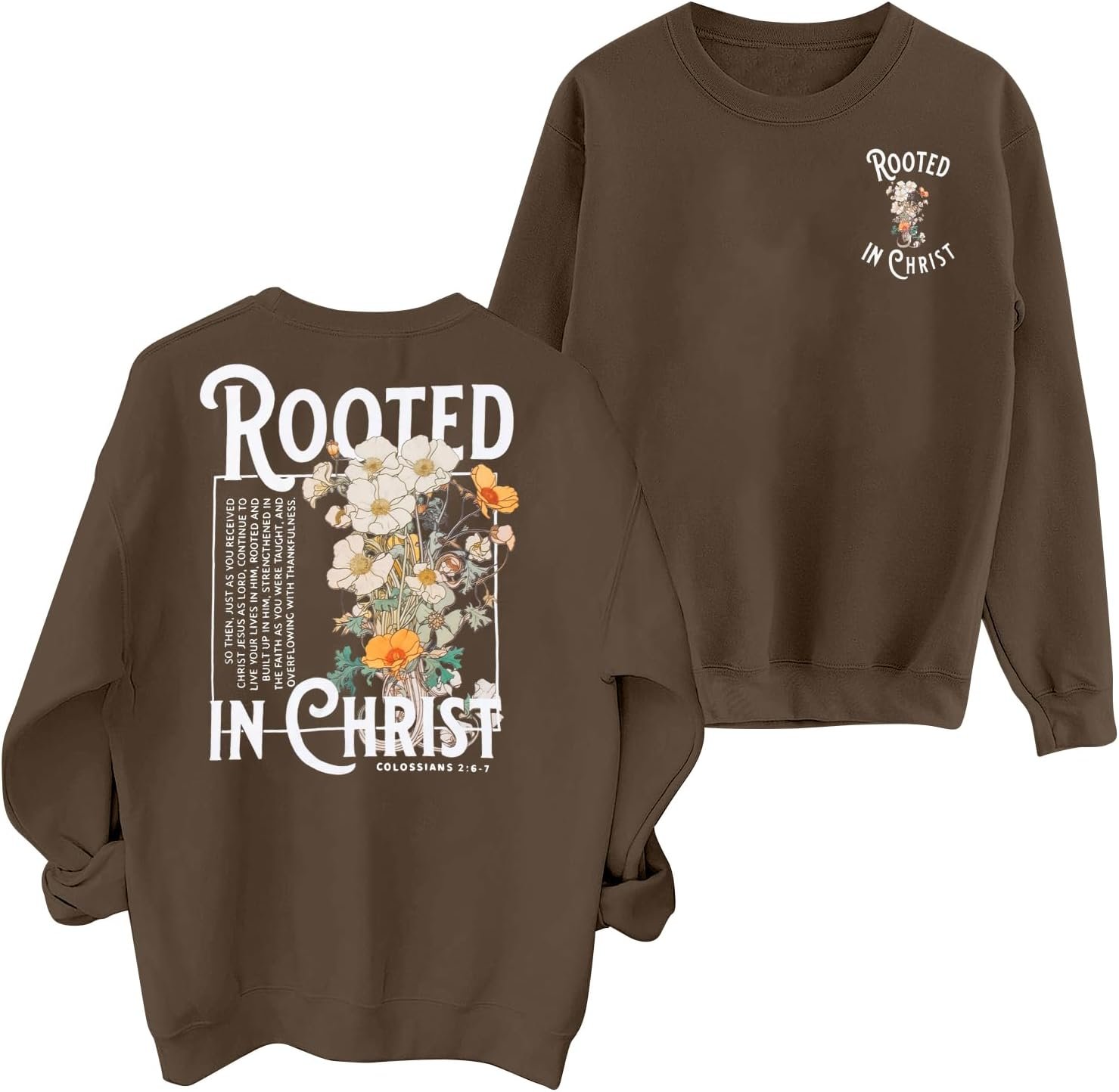 EGELEXY Women Christian Sweatshirt Rooted in Christ Shirts Jesus Boho Clothes Religious Faith Shirt Pullover Tops