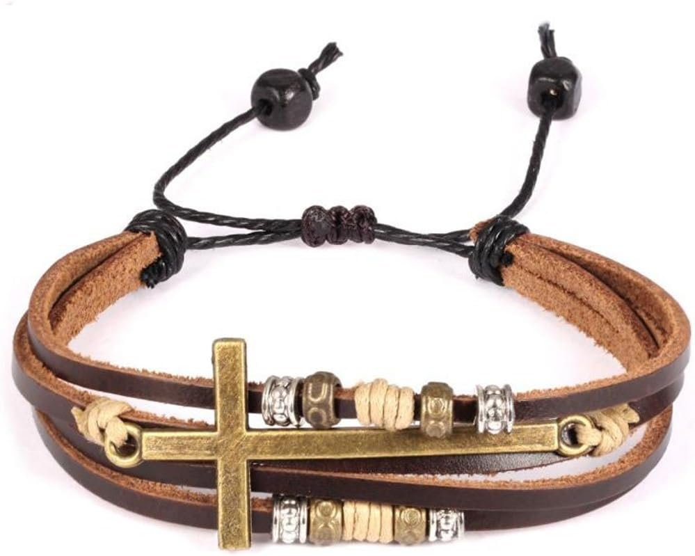 Feraco Religious Cross Wrap Bracelets Women Leather Christian Jewelry For Confirmation Gifts, Adjustable