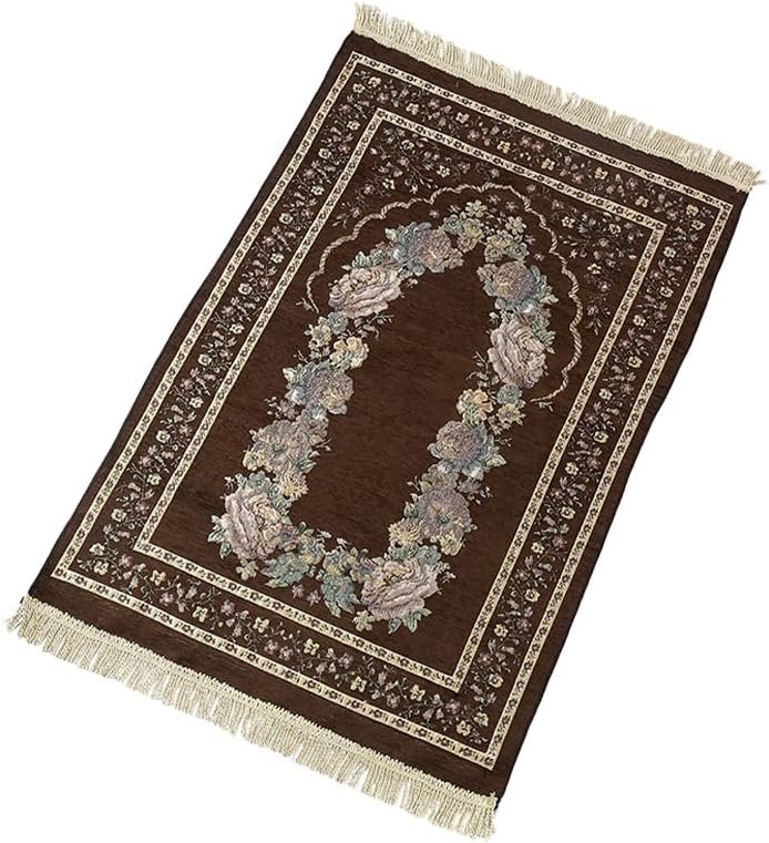 Anlising Muslim Prayer Mat, Islamic Prayer Rug, Islamic Prayer Mat with Elegant Design Bag, Portable Foldable Prayer Rug, Ramadan Prayer Rug, Muslim Foldable Prayer Mat, for Ramadan (Brown)