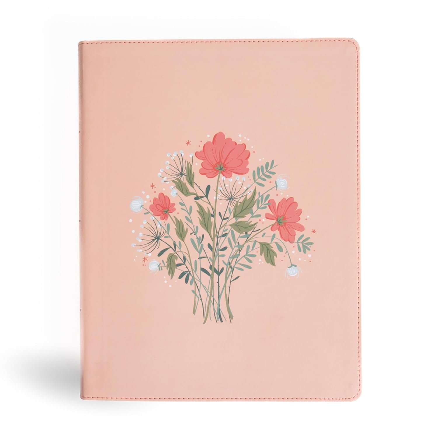 CSB Illustrator’s Notetaking Bible, Large Print Edition, Peach Bouquet LeatherTouch, Black Letter, Wide Margins, Journaling Space, 600+ Line-Art Illustrations, Single-Column Text, Reading Plan