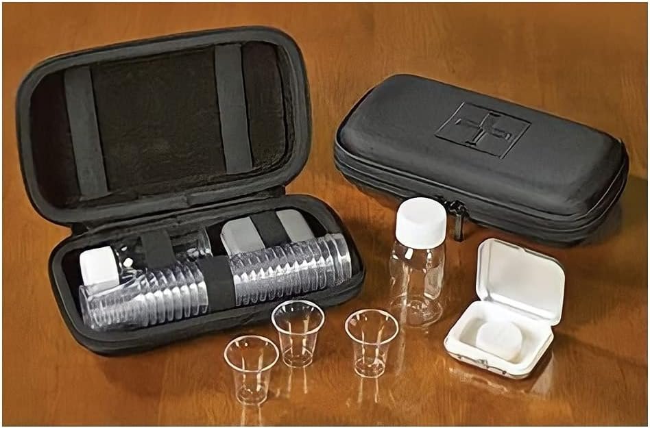 Minister Clergy Disposable Communion Cups Portable Communion Set Cloth Black Zipper Case