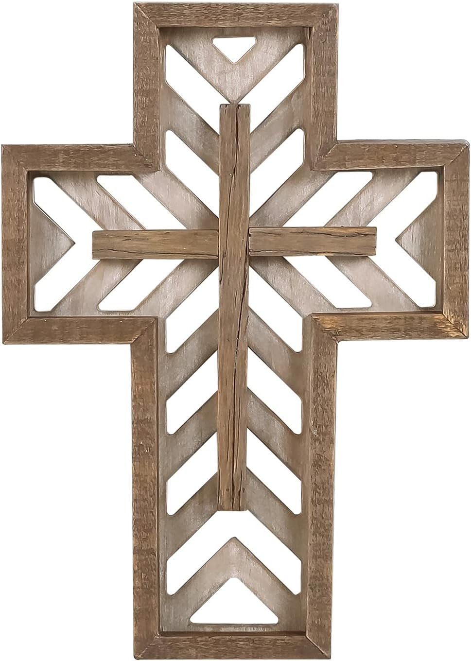 Crucifix Wall Cross – 12 Inch Handmade Unique Rustic Wooden Catholic Spiritual Art Church Home Room Decor – Brown