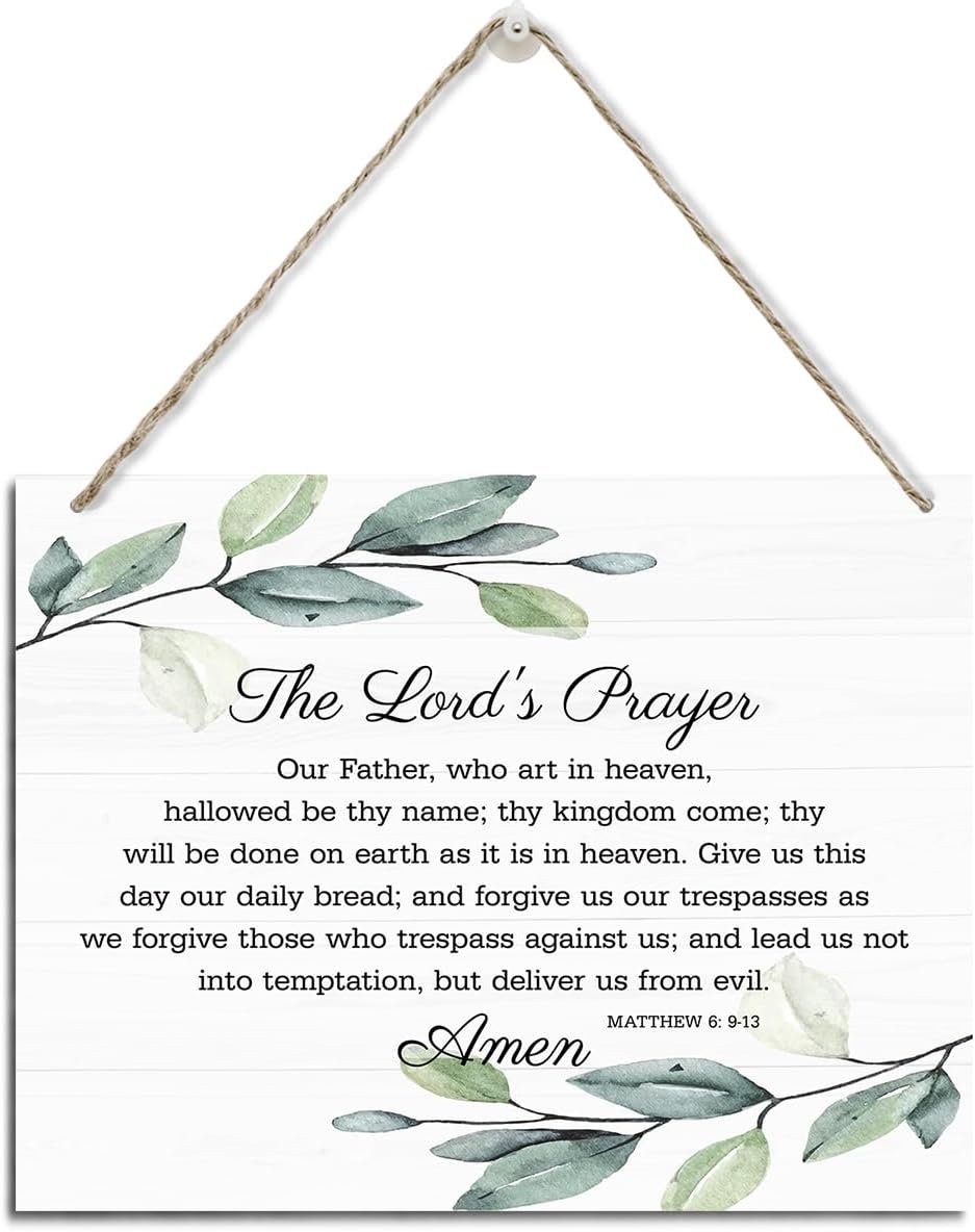 Christian Decor, The Lord’s Prayer Sign, Rustic Hanging Wood Plaque Sign, Religious Wall Decor, Decorative Sign for Wall, Religion Artwork, Prayer Decorations for Home, Office Decor