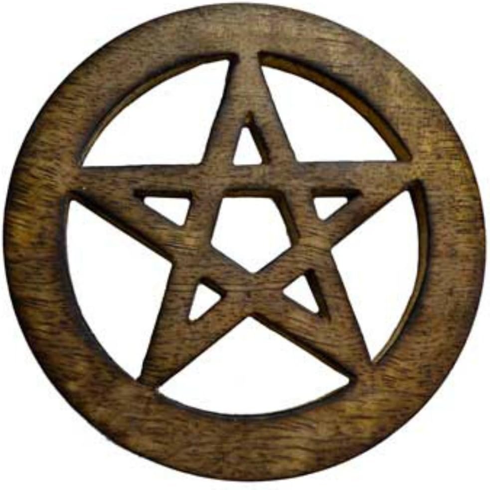 AzureGreen Pentagram Altar Tile 4″ (Brown) (Brown) (Black) (Brown)