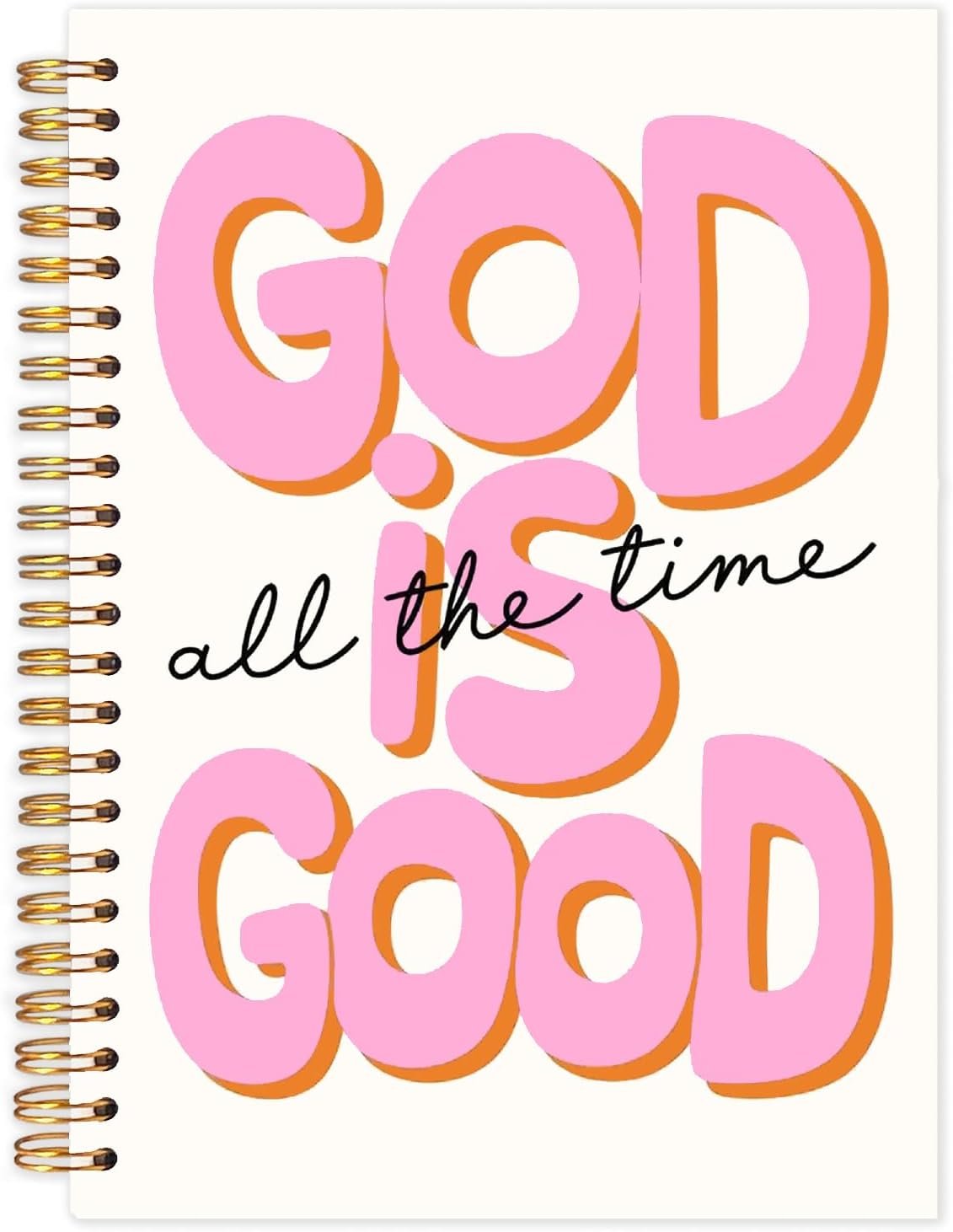 God Is Good Motivational Christian Notebooks, Pink Prayer Journal Office Supplies Gifts for Desk Woman Men, Bible Hardcover Spiral Journaling Notebook, 5.5×8.3 Inch