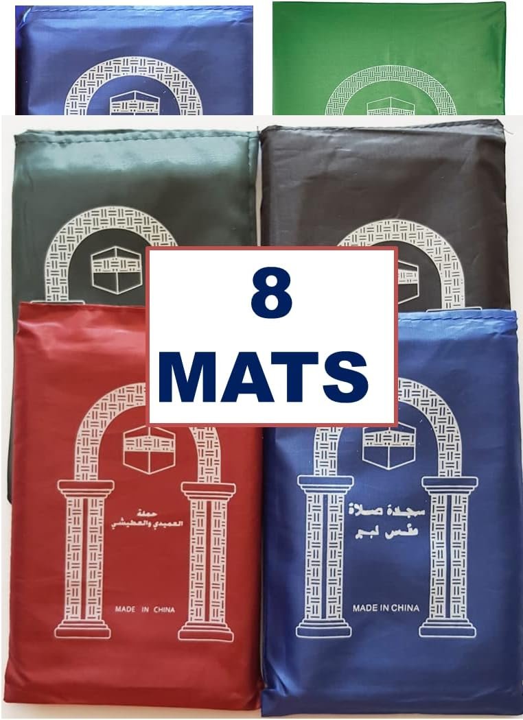 8 Pcs Mini Pocket Portable Travel Prayer Praying Rug Mat Namaz Carpet Islamic Muslim Gifts Musallah Foldable Waterproof Salah Slalat Islamic Gift Ramadan Eid