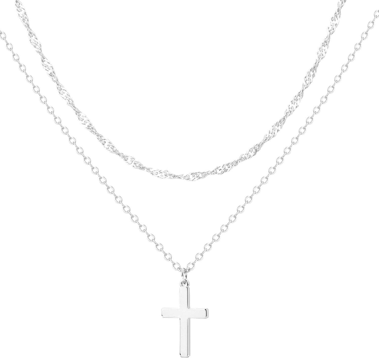 Zalcon Cross Necklace for Women, Gold Plated/Sterling Silver Plated Layered Choker Pendant Necklaces for Women Stack Jewelry for Women Trendy