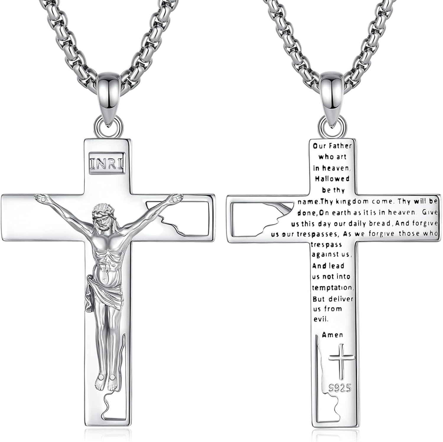 EUDORA 925 Sterling Silver St Christopher/St Benedict/St Michael/Virgin Mary/San Judas Tadeo/Good Shepherd Cross/Archangel Necklace Medal Pendant Protection Religious Amulet Jewelry For Men Women