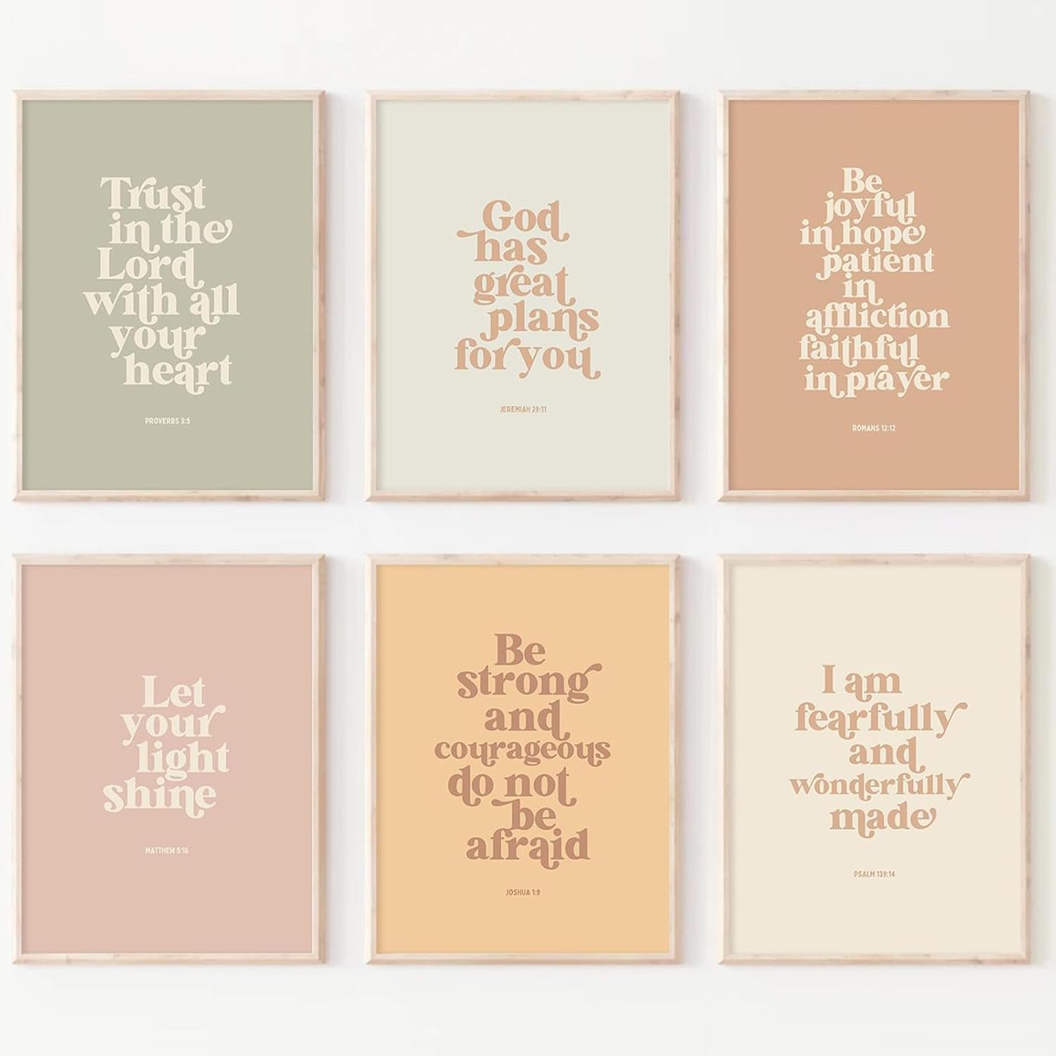 Bible Verse Wall Art Decor Kids Christian Canvas Pictures Inspirational Quotes Wall Art Jesus Religious Posters Educational Kids Artwork Christian Boho Prints for Bedroom 8×10 Inch Unframed Set of 6