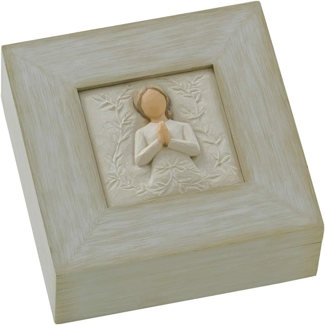 Willow Tree a tree, a prayer Memory Box, May you find strength, beauty and peace each day, Sculpted Angel, Message of Love & Friendship For Jewelry, Keys, Notes, Change, Rosary, Sculpted Memory Box