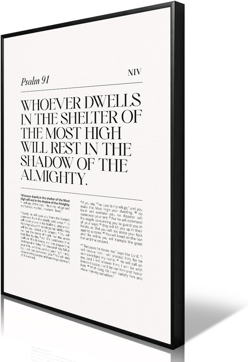 Psalm 91 NIV Canvas Wall Art, Christian Bible Verse Poster, Whoever Dwells in the Shelter Religious Scripture Art Print, Spiritual Jesus Biblical Print Gift for Baptisms Prayer 8x12in Unframed