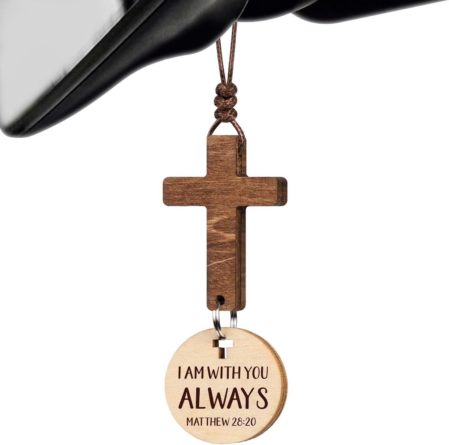 Cross for Car Mirror Hanging Christian Gifts for Men, Dad, Women, Bible Study – Scan Phone for Daily Bible Verse Car Rearview Decor Accessories for Truck Driver, Jesus Religious Gift