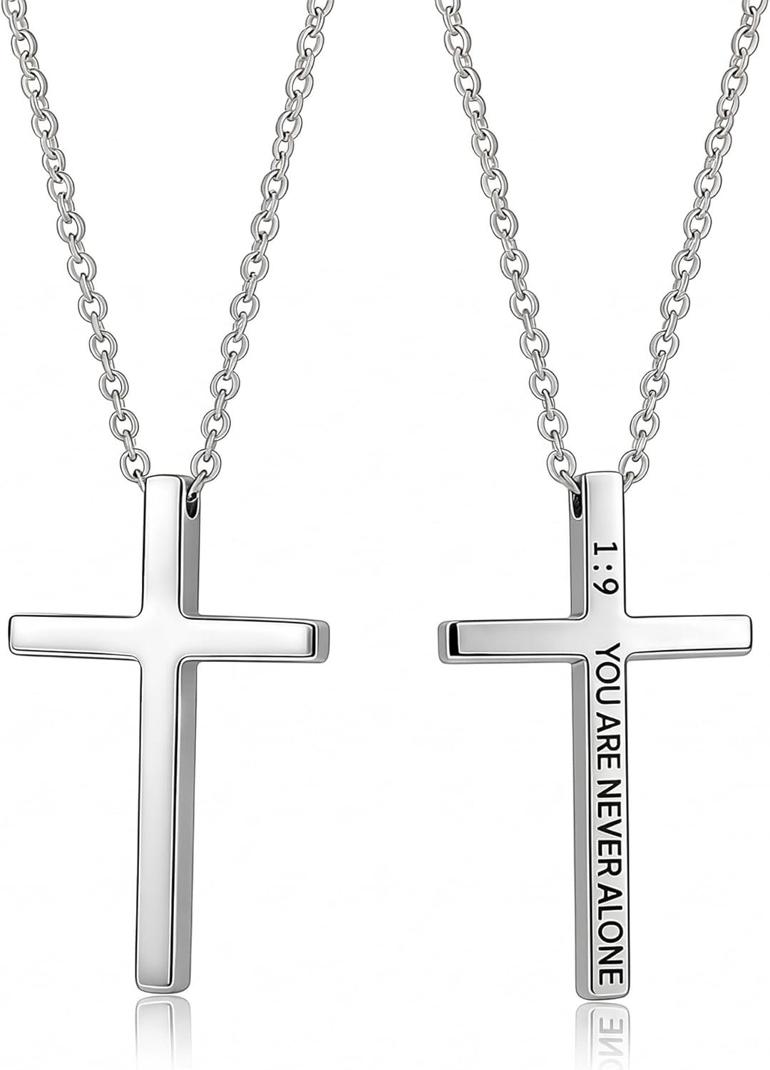 Cross Necklace Bible Verse Pendant Religious Christian Faith Jewelry Gifts for Women Men Reversible 2-in-1 Design