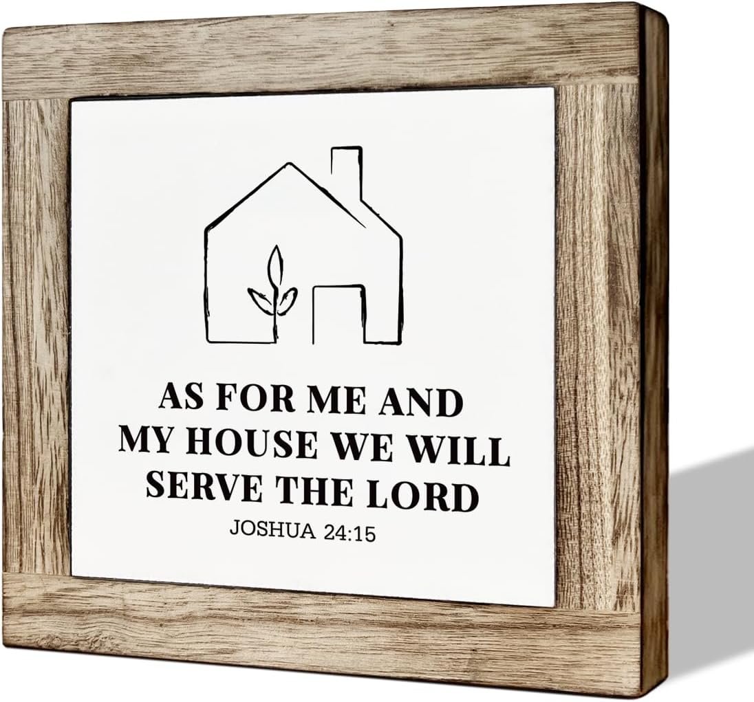 Christian Decor Art, Front Door Decoration for Shelf, Religious Home Decors, Bible Verse Artwork Wooden Box Sign, Christian Housewarming Decor, But As For Me And My House Sign