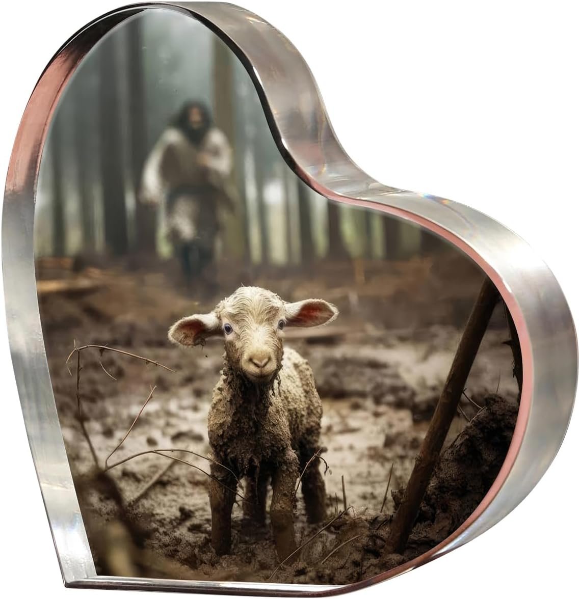 Christian Jesus and Lamb Decor,Spiritual Thank you Christian Gifts for women,pastor,christians,teachers,Mom,Sister,Friends,Mother’s,Female Coworker-Religious Home Decor for Birthday,Christmas,Everyday Encouragement(4″x4″)D-237