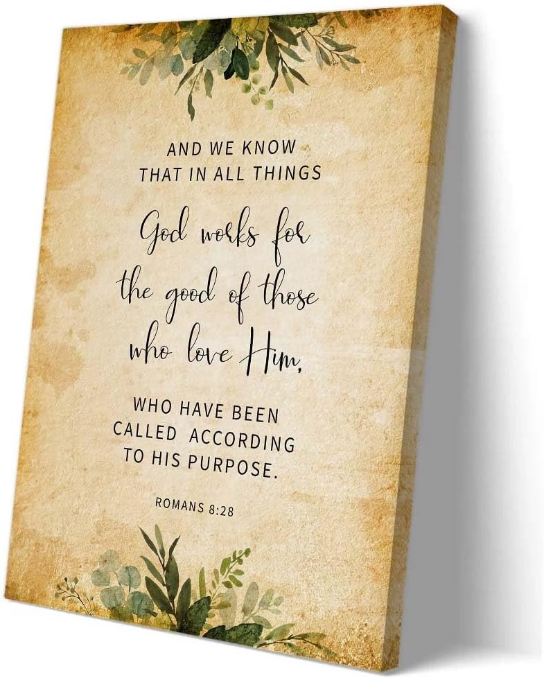 Axglnumber And We Know Romans 8 28 Bible Verse Christian Wall Art Scripture Poster Printing Giclee Framed Canvas Prints Painting for Bedroom 12×18 inches