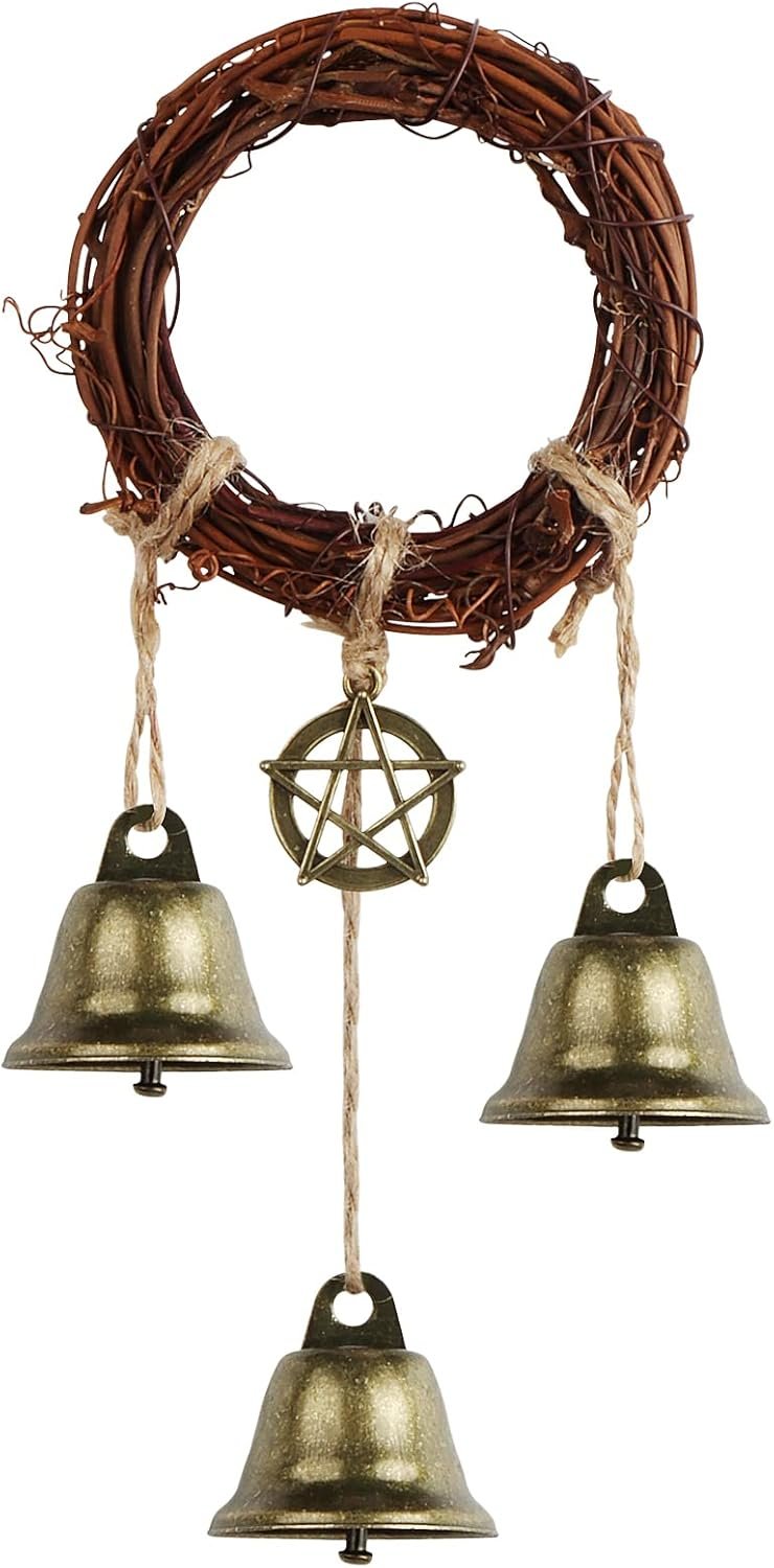 Witch Bells for Door Knob, Handmade Witchcraft Decor for Home Protection, Wiccan Altar Supplies, Witchy Pagan Supplies for Attracts Positive, Boho Gift for Garden, Kitchen, Witches Aesthetic Things