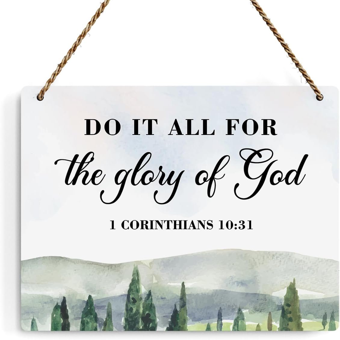 Inspirational Decor Do It All for the Glory of God 1 Corinthians 10:31 Christian Gifts Bible Verse Wall Art Scripture Wooden Hanging Sign for Modern Home Office Wall Art Decoration 10 x 8 Inches