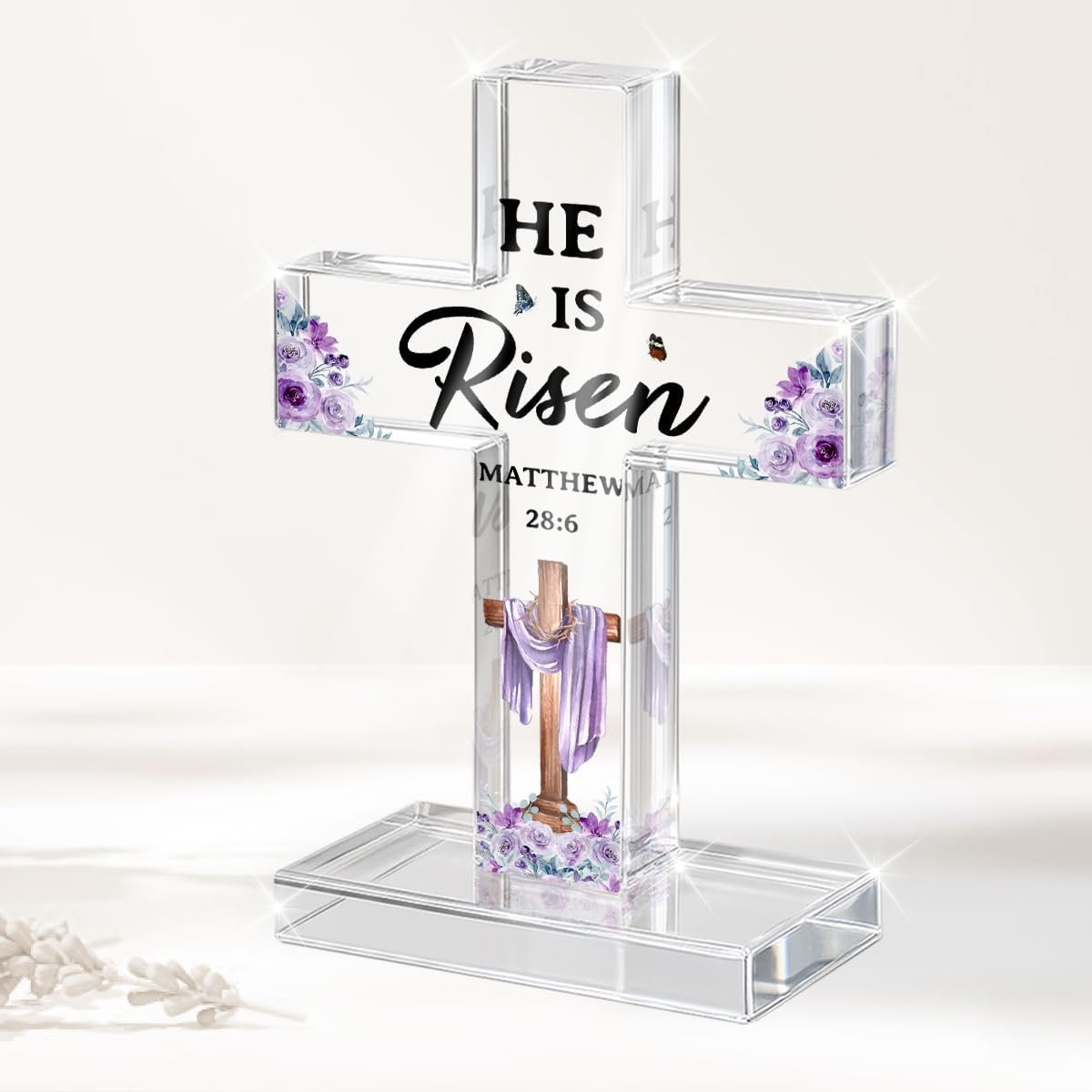 Easter Decor Christian Gifts Acrylic Standing Cross Religious Gifts with Bible Verse Gifts for Women Men Friends Mom Wife Friends Colleague