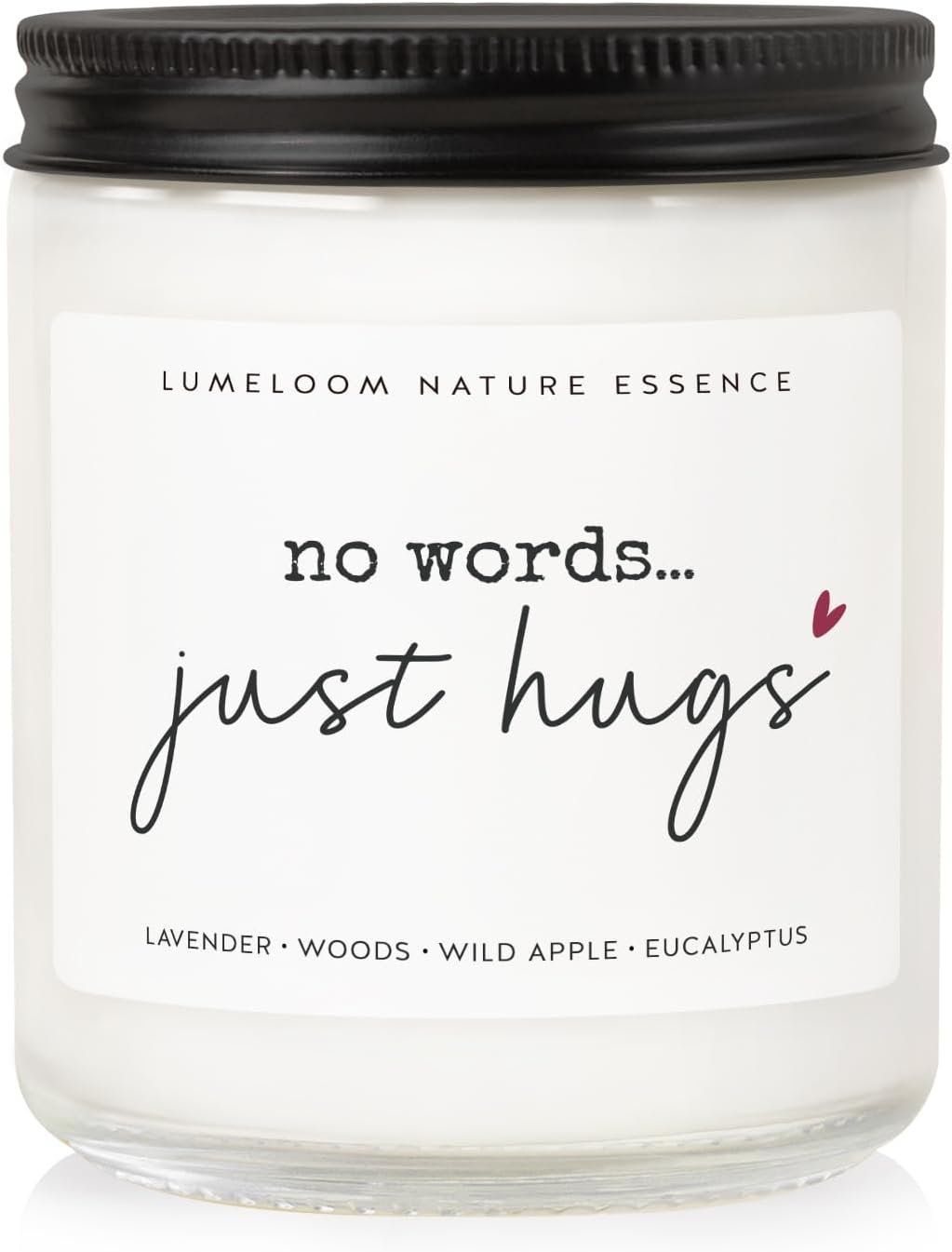 LUMELOOM Sympathy Gifts for Loss of Loved One, Memorial Gifts – 9oz Lavender Scented Soy Wax Candle – No Words Just Hugs, Bereavement, Grief, Think of You, Miscarriage, Get Well Candle for Women