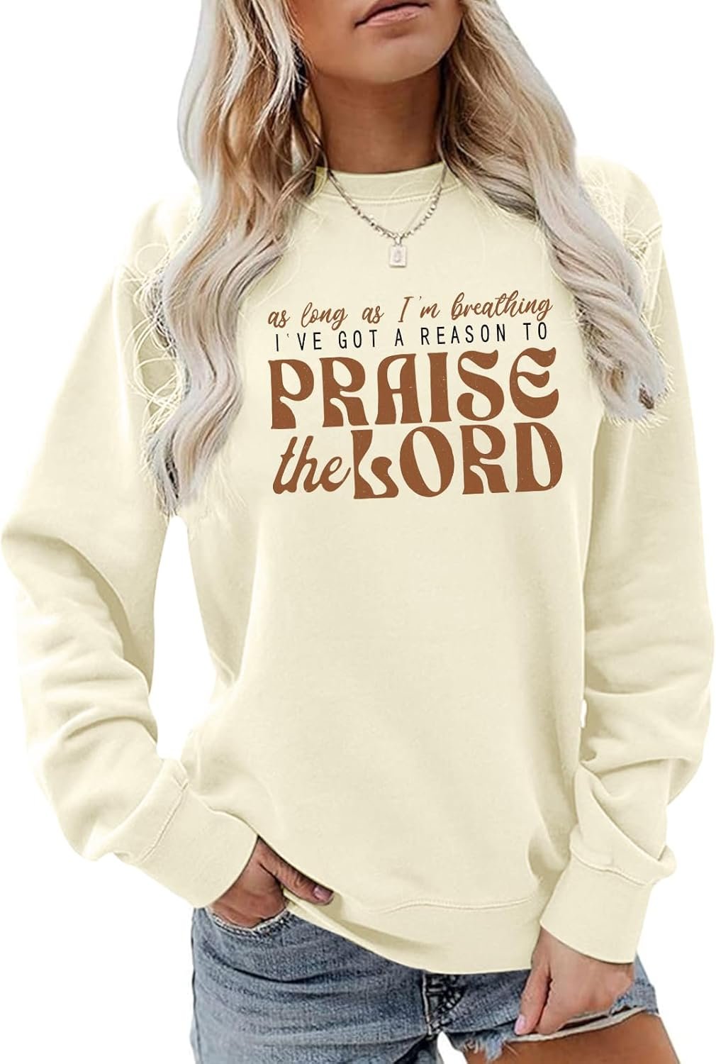 Christian Sweatshirts for Women Praise The Lord Jesus Faith Sweatshirts Religious Bible Verse Inspirational Pullover